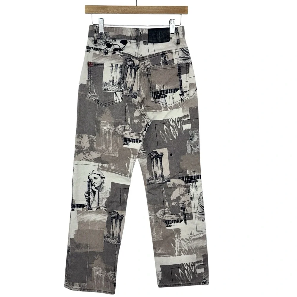 UO BDG High Waisted‎ Cowboy Jean Graphic Print straight leg Y2K retro Size 26